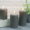 New Home Led-Kerzen^Abgerundete Led-Kerzen Aus Echtwachs 3Er-Set Grau