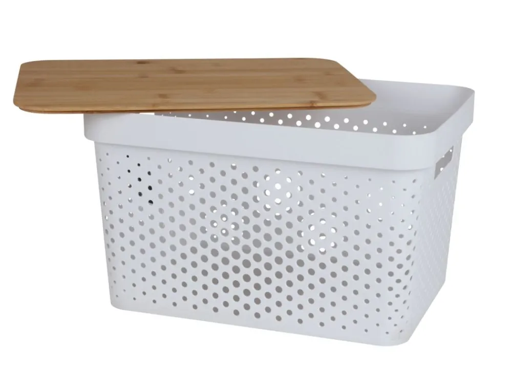 TP Körbe Und Taschen^Aufbewahrungsbox Mit Bambus-Deckel 17L