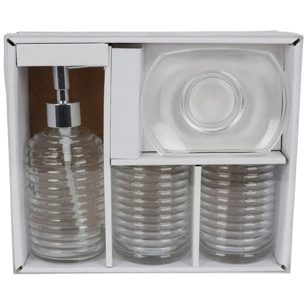 TP Badutensilien^Badezimmer-Set Aus Glas 4-Teilig