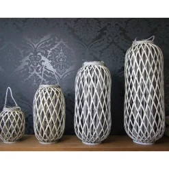 TP Laternen Und Kerzenhalter^Bambuslaterne Mit Glaswindlicht 23X50Cm