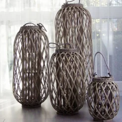 TP Laternen Und Kerzenhalter^Bambuslaterne Mit Glaswindlicht 29X70Cm