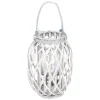 New Home Laternen Und Kerzenhalter^Bambuslaterne Mit Glaswindlicht 23X30Cm White-Washed