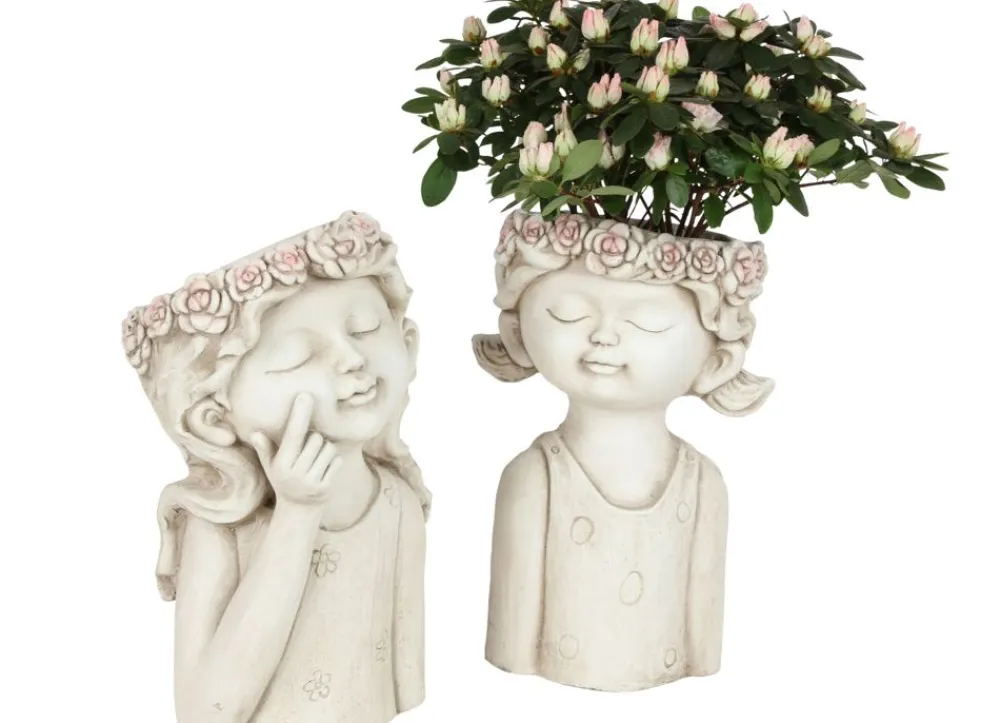 TP Pflanzkübel^Blumentopf Madchen Mit Blumenkranz Design 2