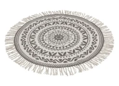Home Collection Textilien, Decken Und Kissen^Boho-Teppich Mit Fransen 90Cm Natur/Grau