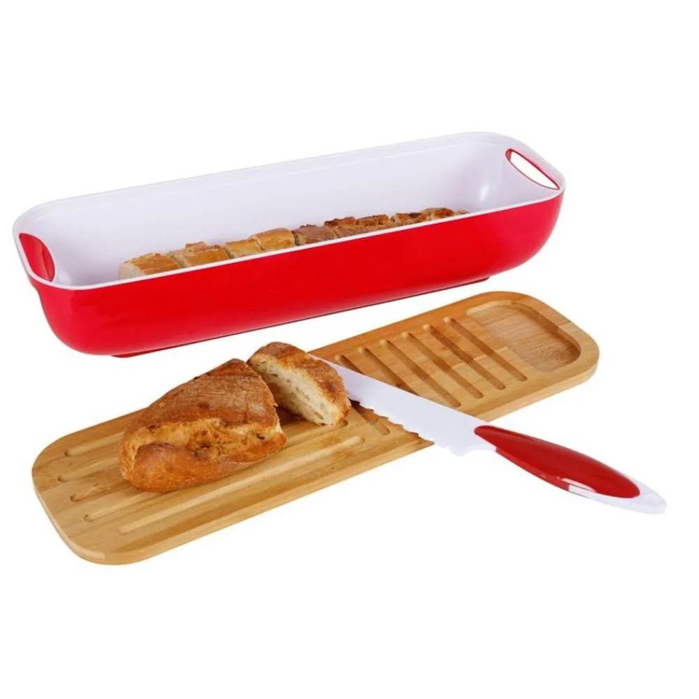TP Bretter Und Tabletts^Brotkasten-Set Mit Schneidebrett & Brotmesser
