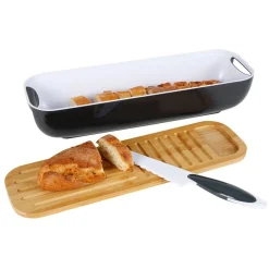 TP Bretter Und Tabletts^Brotkasten-Set Mit Schneidebrett & Brotmesser