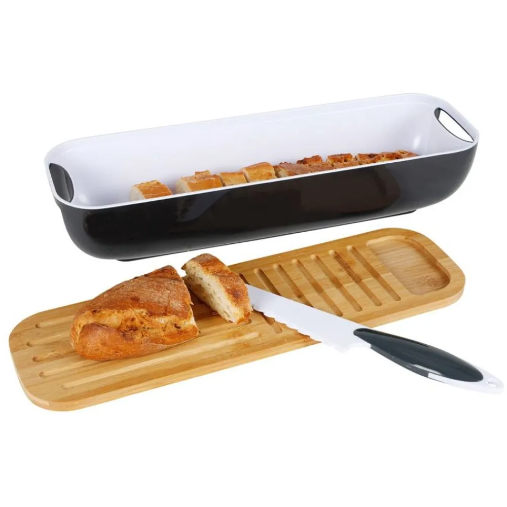 TP Bretter Und Tabletts^Brotkasten-Set Mit Schneidebrett & Brotmesser
