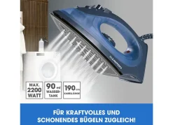 CLEANmaxx Haushaltsgeräte^ Dampfbugeleisen Mit Keramiksohle 2200W Blau/Dunkelblau