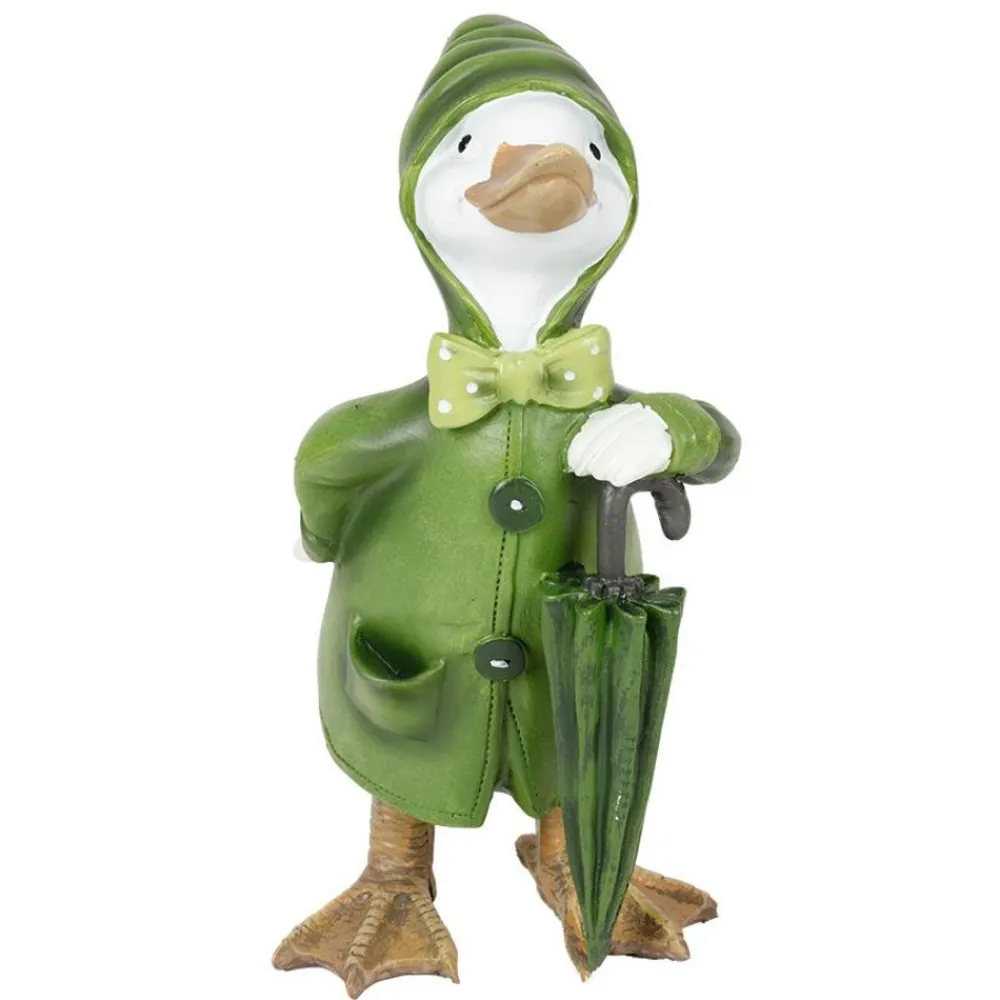 TP Gartenfiguren^Deko-Ente Mit Regencape & Schirm