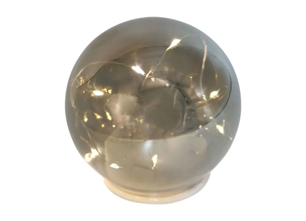 New Home Leuchtdeko^Deko-Glaskugel Mit 8 Leds Und Timer 10Cm Warmweis