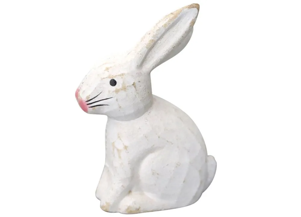 New Home Gartenfiguren^Deko-Hasen White Washed Aus Holz 3-Teilig
