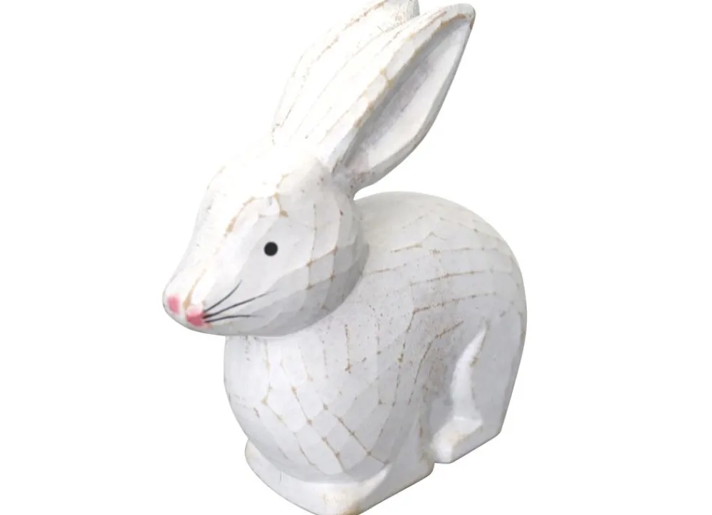 New Home Gartenfiguren^Deko-Hasen White Washed Aus Holz 3-Teilig