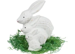 New Home Gartenfiguren^Deko-Hasen White Washed Aus Holz 3-Teilig