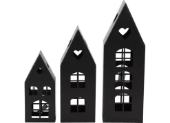 TP Laternen Und Kerzenhalter^Dekohauser-Set Aus Metall 3-Teilig Schwarz