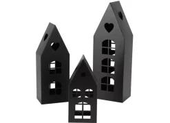 TP Laternen Und Kerzenhalter^Dekohauser-Set Aus Metall 3-Teilig Schwarz