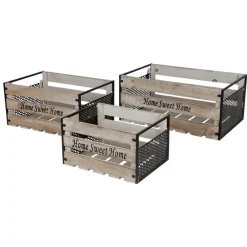 New Home Dekokisten Und Truhen^Deko-Holzboxen-Set Mit Metall Home Sweet Home 3-Teilig