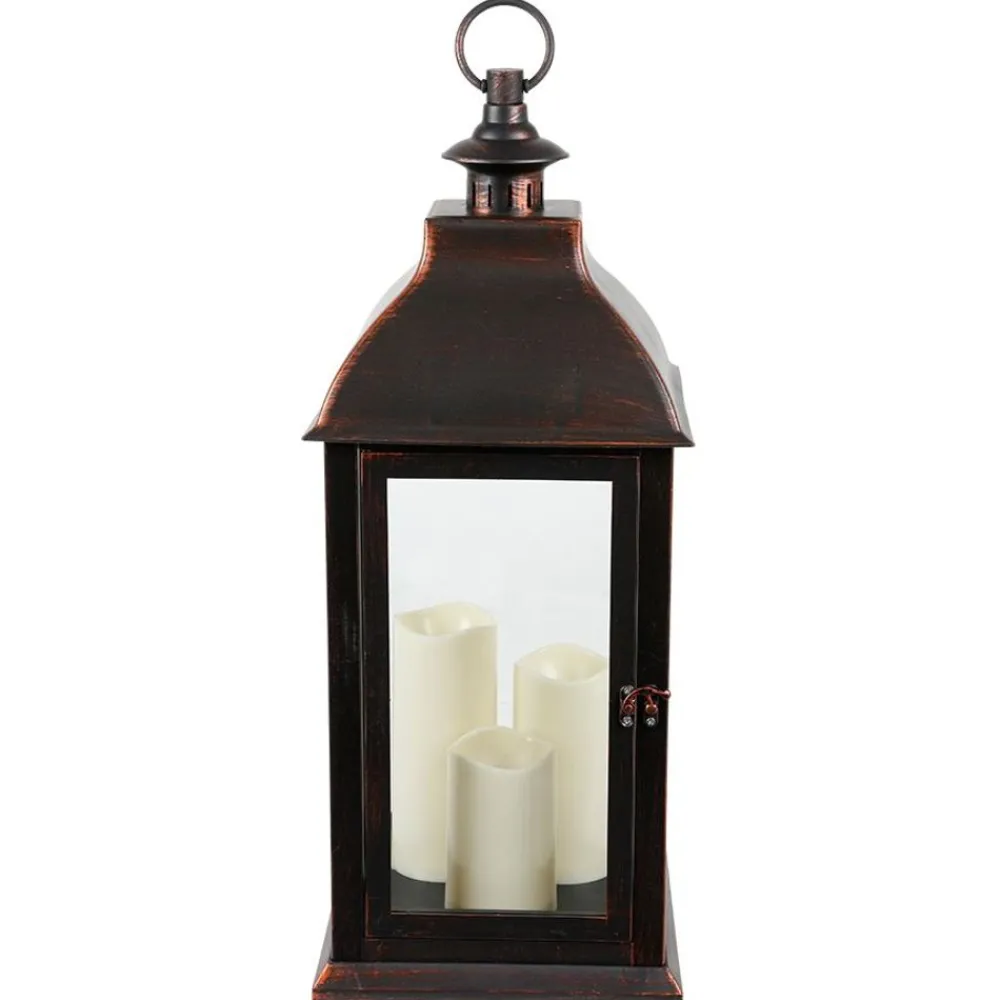 New Home Laternen Und Kerzenhalter^Deko-Laterne Mit 3 Led-Kerzen Und Timerfunktion Schwarz/Kupfer