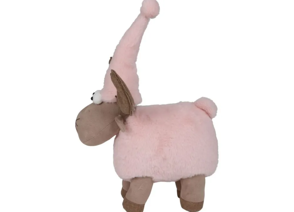New Home Christmas Weihnachtsfiguren^Deko-Rentier Mit Zipfelmutze 29X24X42Cm Rosa/Beige