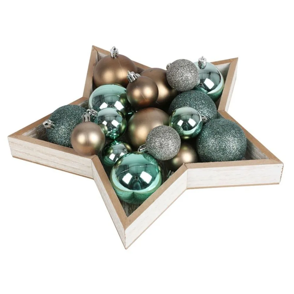 New Home Christmas Bretter Und Tabletts^Dekotablett-Set Stern 2-Teilig Aus Holz Natur Im Used-Look