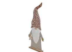 New Home Christmas Weihnachtsfiguren^Deko-Wichtel Aus Holz Mit Pailletten-Zipfelmutze 84Cm Zartrosa