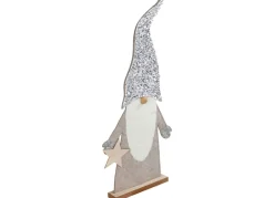 New Home Christmas Weihnachtsfiguren^Deko-Wichtel Aus Holz Mit Pailletten-Zipfelmutze 83Cm Hellgrau