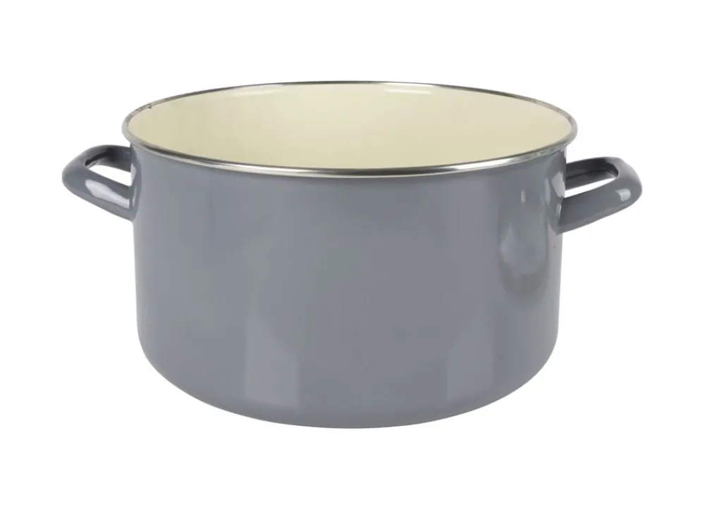 Krüger Töpfe Und Pfannen^Emaille-Fleischtopf Mit Glasdeckel 24Cm Grau