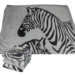 TP Textilien, Decken Und Kissen^Flanell-Kuscheldecke Mit Zebra-Print 150X200Cm