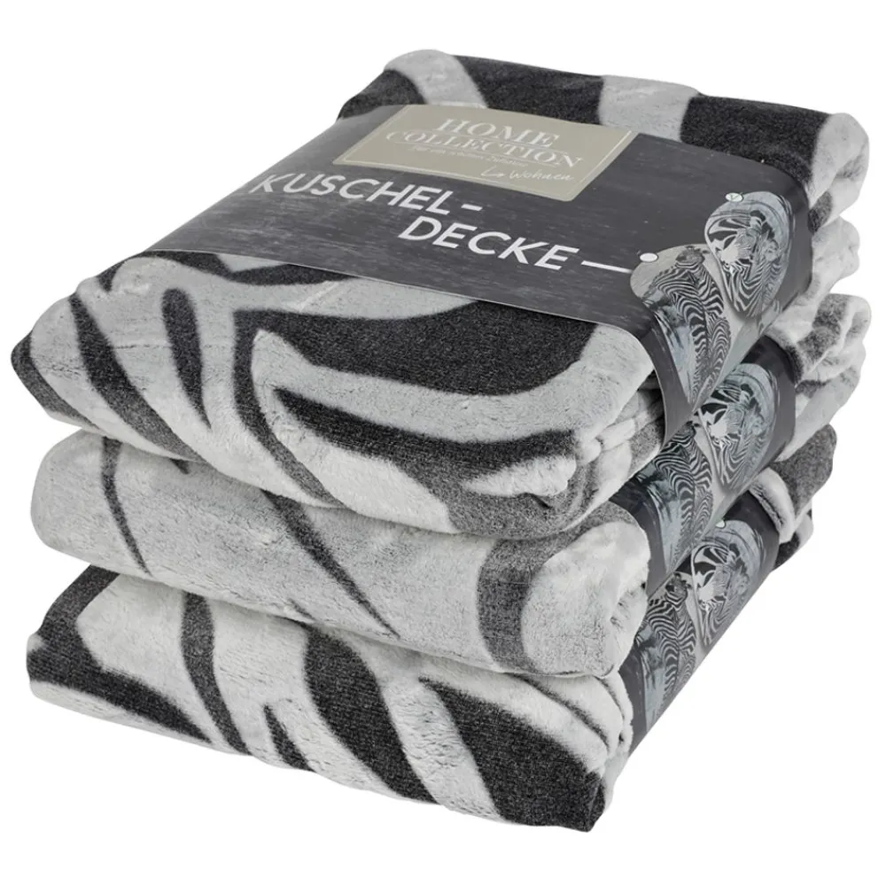 TP Textilien, Decken Und Kissen^Flanell-Kuscheldecke Mit Zebra-Print 150X200Cm