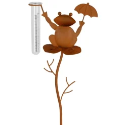TP Gartenstecker^Gartenstecker Regenmesser Frosch 99Cm Rostbraun