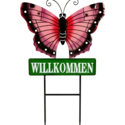TP Gartenstecker^Gartenstecker Schmetterling Willkommen 60Cm