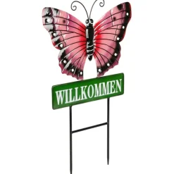 TP Gartenstecker^Gartenstecker Schmetterling Willkommen 60Cm