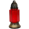 Pseudohersteller Stumpenkerzen^Glas-Grablicht Kreuz Mit Kerze 24Cm Rot