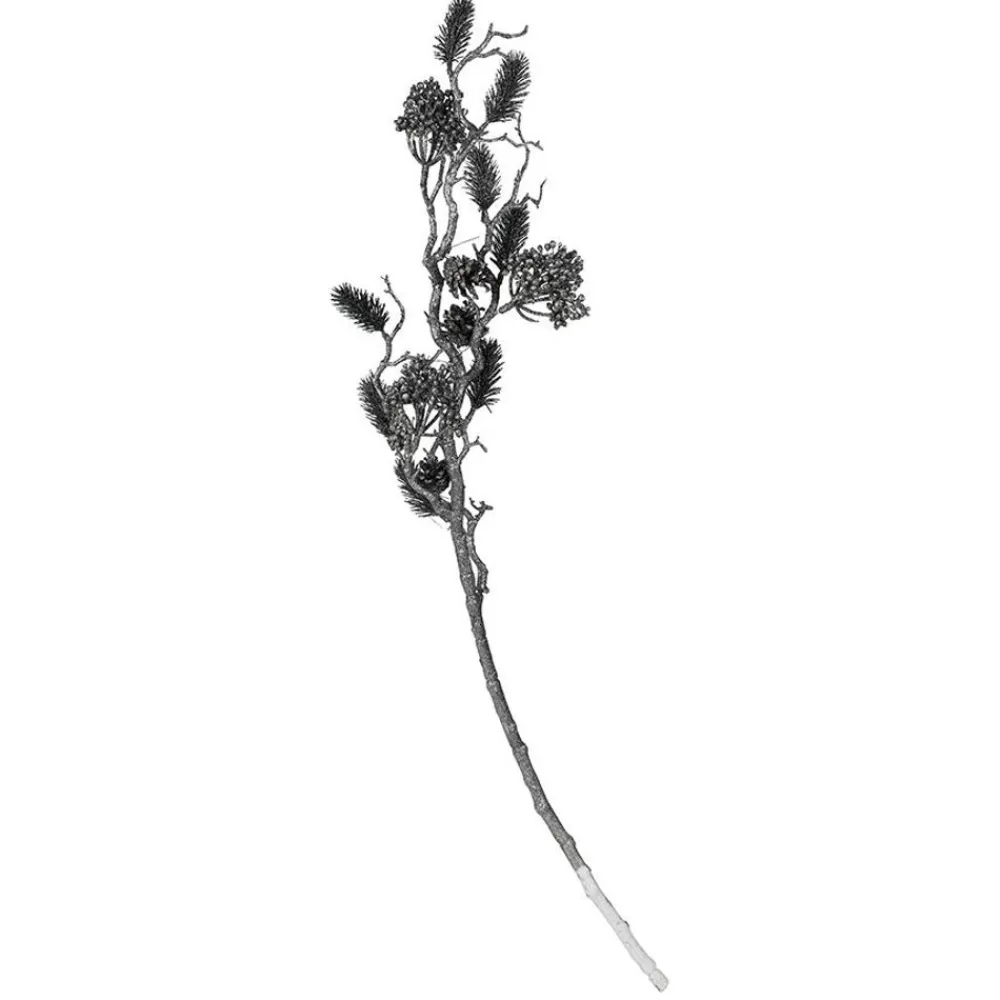 TP Kunstpflanzen Und Trockenblumen^Glitzerzweig Mit Tannenzapfen Und Beeren 100Cm