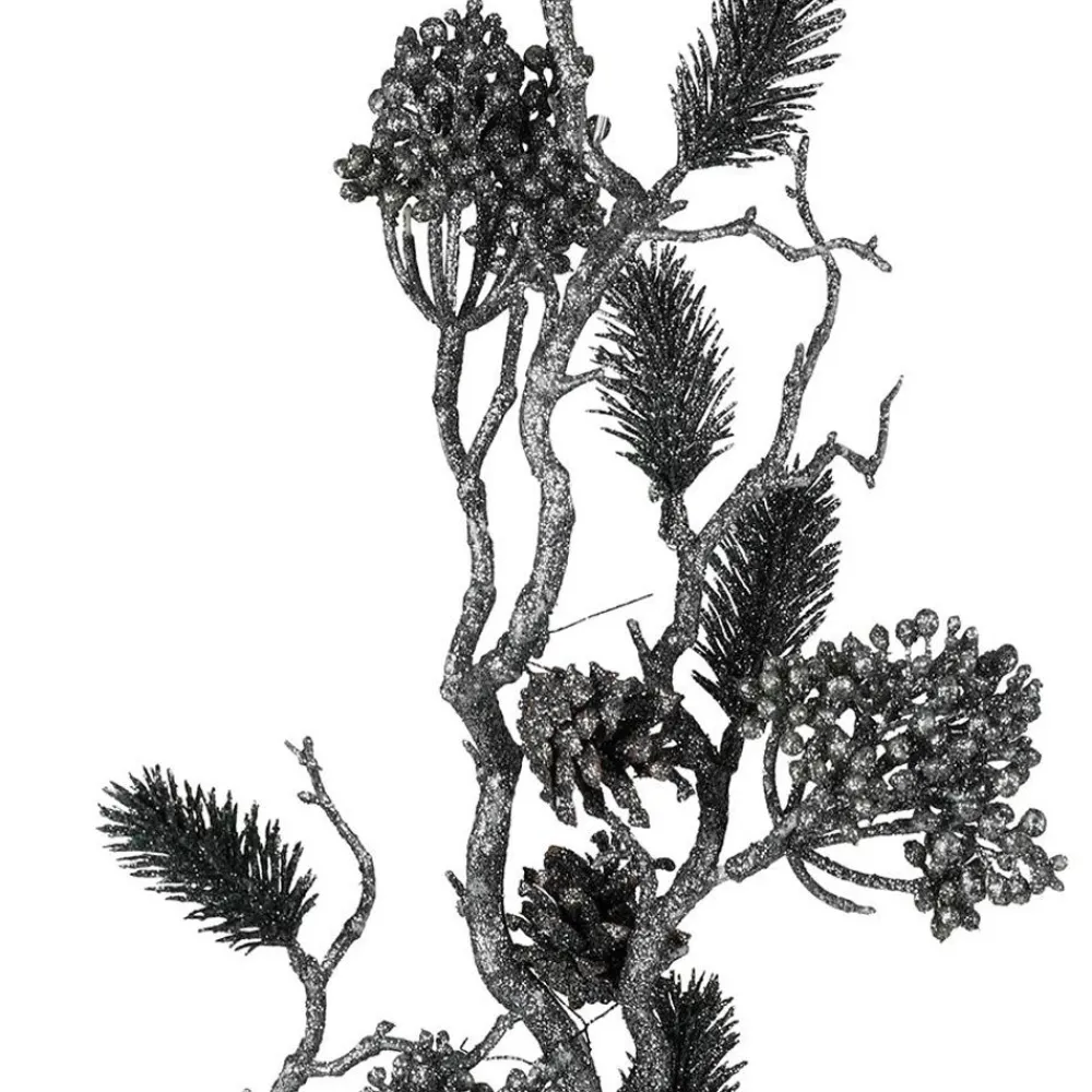 TP Kunstpflanzen Und Trockenblumen^Glitzerzweig Mit Tannenzapfen Und Beeren 100Cm