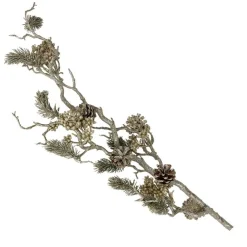 TP Kunstpflanzen Und Trockenblumen^Glitzerzweig Mit Tannenzapfen Und Beeren 100Cm