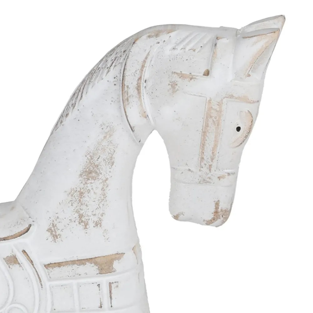 New Home Christmas Weihnachtsfiguren^Groses Deko-Schaukelpferd Aus Holz White-Washed