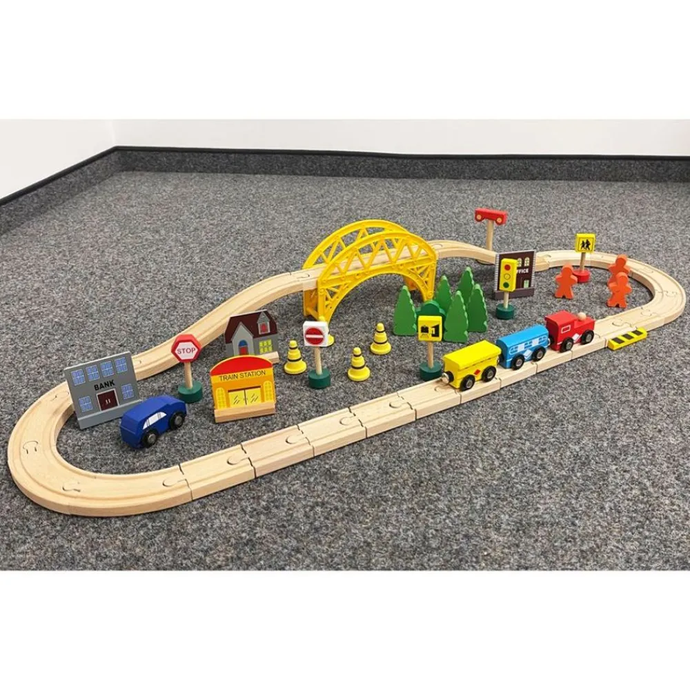 TP Spielzeug Für Drinnen^Holzeisenbahn-Spielset 60-Teilig