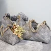 TP Körbe Und Taschen^HolzKörbe Eckig Mit Webmuster Und Jute-Kordeln 3Er-Set