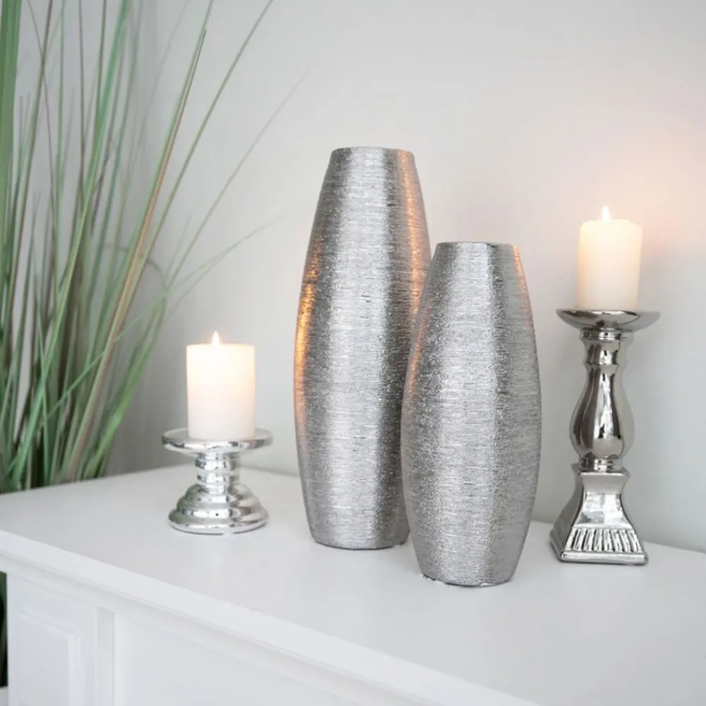 New Home Vasen Und Schalen^Keramik-Vase 12X32Cm Silber