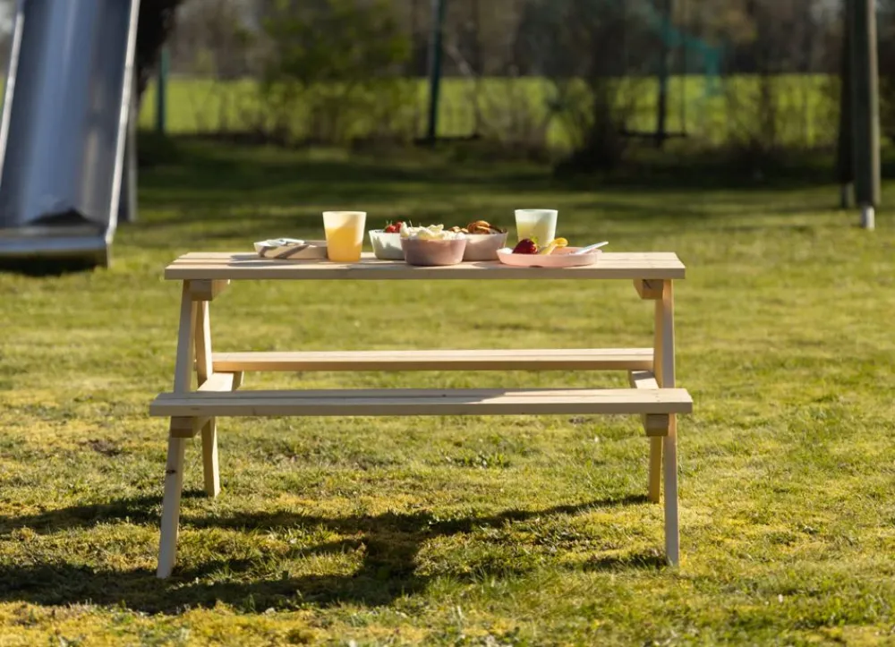 Sunny Moments Gartensitzgruppen^Kinder-Picknicktisch Aus Kiefernholz 90X50X79Cm