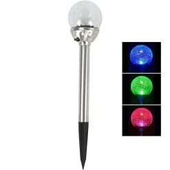 TP Lampen Und Leuchten^Led-Solar-Gartenleuchte Mit Crackle-Glaskugel Und Farbwechsler