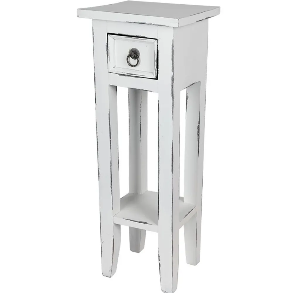 TP Beistelltische^Mahagoni-Beistelltisch 25X25X66Cm Antik-Weis