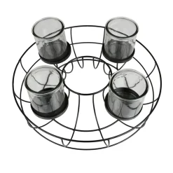 New Home Christmas Laternen Und Kerzenhalter^Metall-Dekokranz Mit Glas-Windlichtern 35Cm