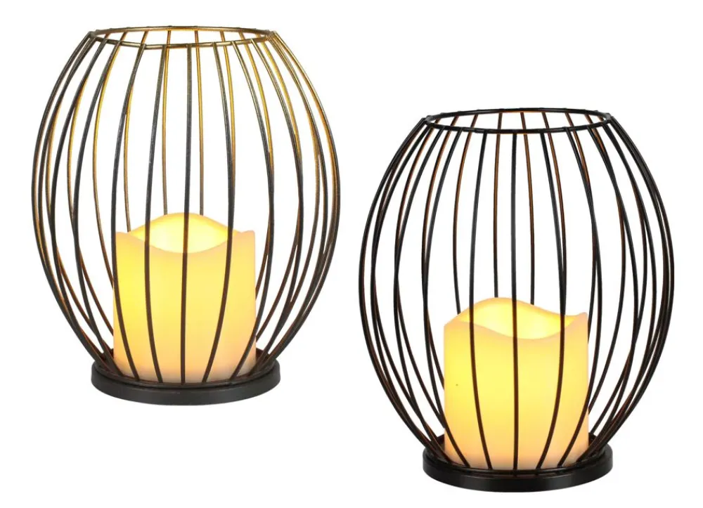 New Home Laternen Und Kerzenhalter^Metall-Laterne Mit Led-Kerze 18,5Cm