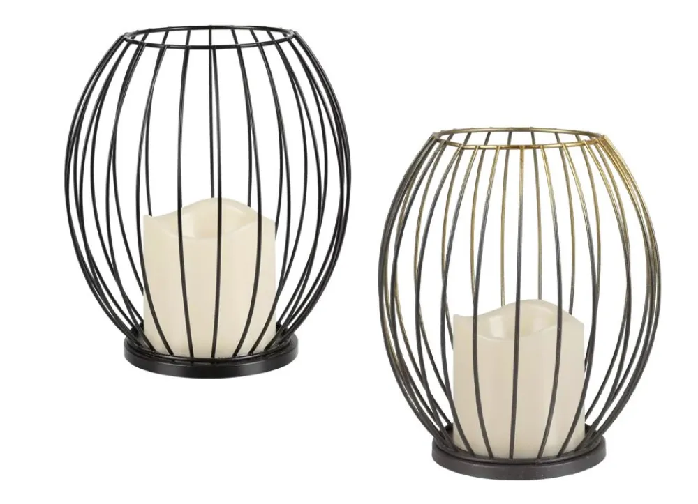 New Home Laternen Und Kerzenhalter^Metall-Laterne Mit Led-Kerze 18,5Cm