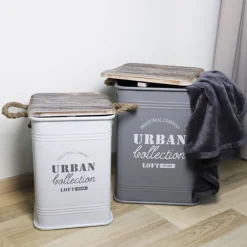 TP Dekokisten Und Truhen^Metall-Sitztonnen Urban Collection 3-Teilig Weis