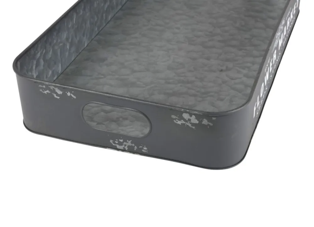 TP Bretter Und Tabletts^Metalltablett Flower Market Gr. L 49,5X29X8Cm Anthrazit