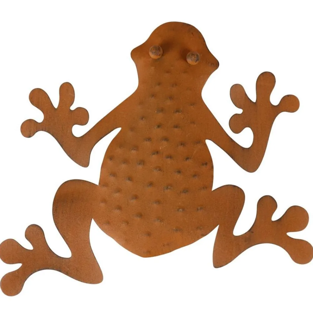 TP Gartenfiguren^Metall-Wanddeko Frosch Rusty 32X30Cm Rostbraun