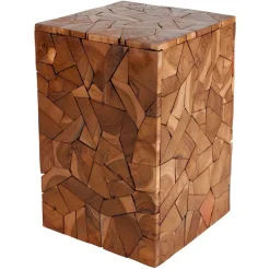 TP Sitzmöbel^Mosaik-Hocker Aus Massivem Teakholz