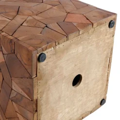 TP Sitzmöbel^Mosaik-Hocker Aus Massivem Teakholz